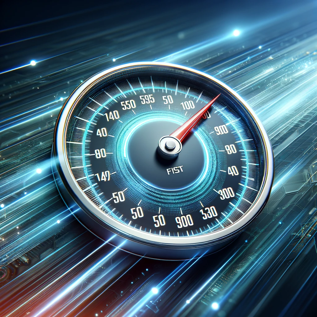 This conceptual image vividly represents enhanced website performance through the metaphor of a high-speed digital speedometer. The speedometer, indicating a high level of speed and efficiency, is set against a backdrop that conveys rapid movement and cutting-edge technology. The needle pointing towards the higher end of the scale symbolizes Next.js 13's remarkable capabilities in delivering fast loading times and superior performance. The design is sleek and modern, incorporating digital elements that resonate with the themes of web development and performance optimization, reflecting the high-speed, efficient nature of Next.js 13 in web applications.